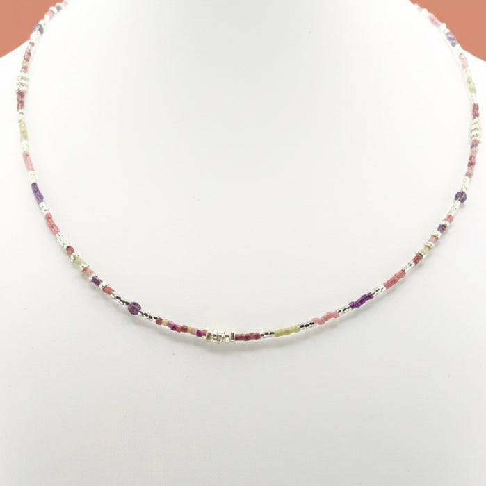 Collier argenté Naoki-perles Miyuki et fermoir magnétique