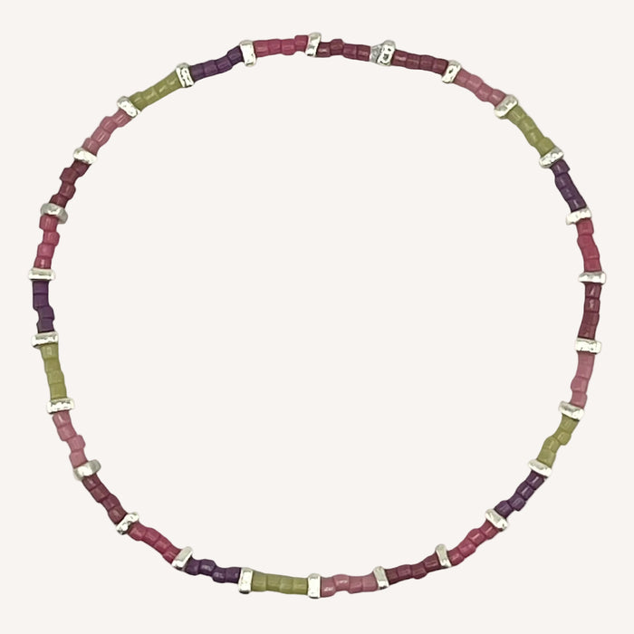 Bracelet argenté Hikari-perles Miyuki et élastique