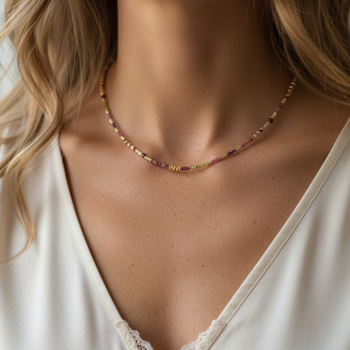 Collier doré Naoki-perles Miyuki et fermoir magnétique