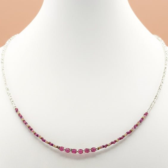 Collier argenté Mieko-perles Miyuki et fermoir magnétique