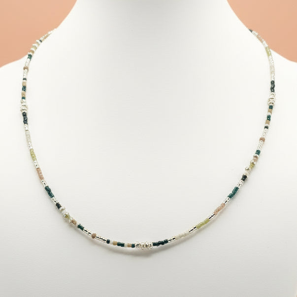 Collier argenté Naoki-perles Miyuki et fermoir magnétique