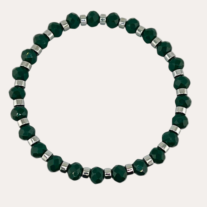 Bracelet argenté Jeanne-perles à facettes et élastique