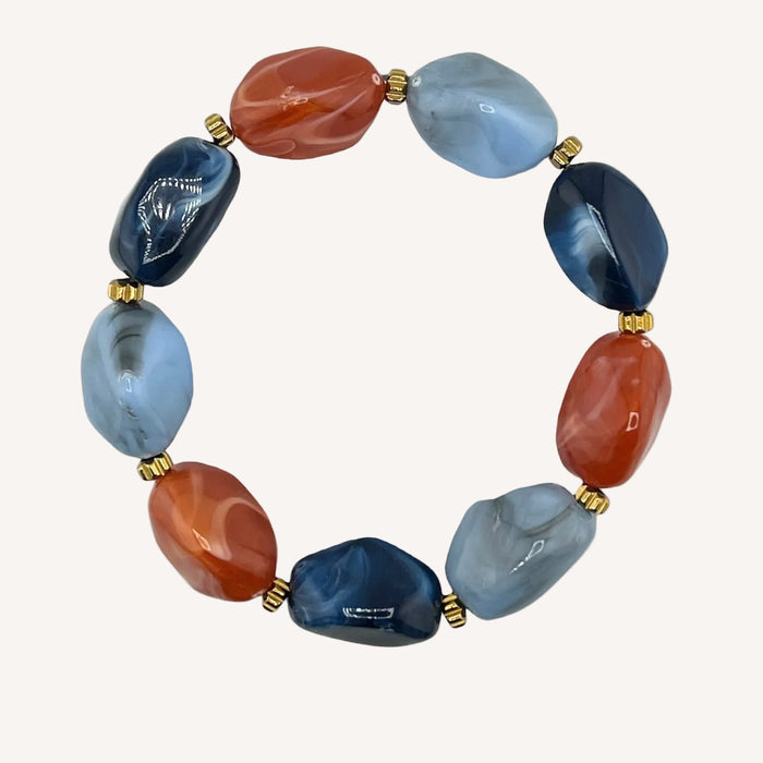 Bracelet doré Lily-perles acrylique marbrées et élastique