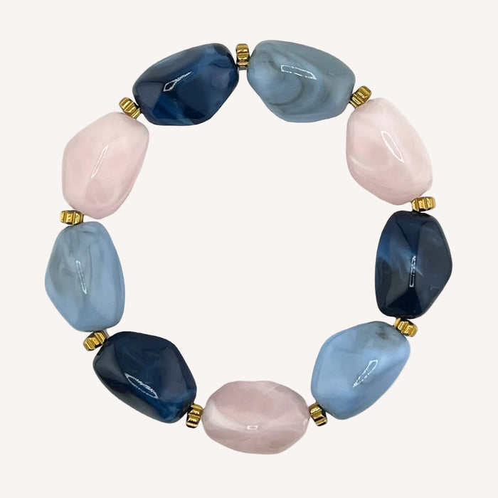 Bracelet doré Lily-perles acrylique marbrées et élastique