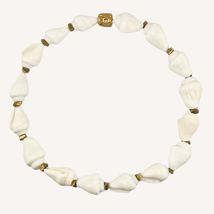 Bracelet doré Marine-perles coquillage et élastique