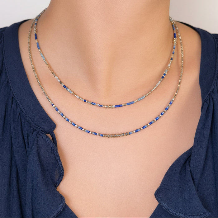 Collier argenté Mieko-perles Miyuki et fermoir magnétique