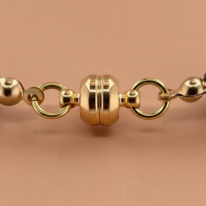 Collier doré Jackie-perles de verre et fermoir magnétique