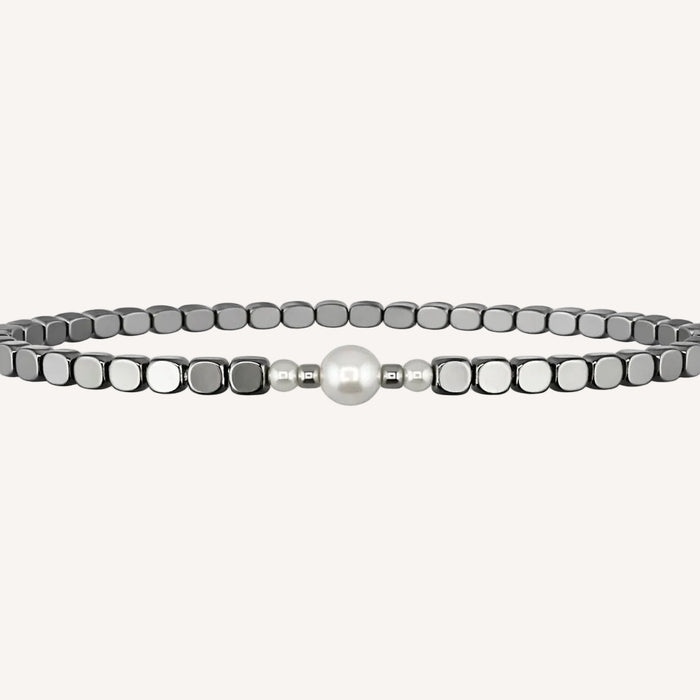 Bracelet argenté Margot-perle d'eau douce et élastique