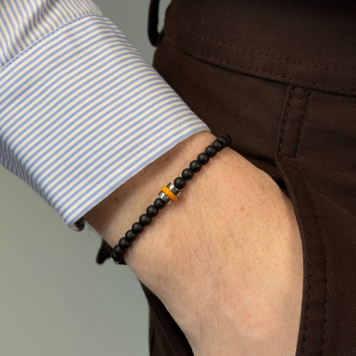 Bracelet argenté Alexandre-pierre céramique grecque et élastique