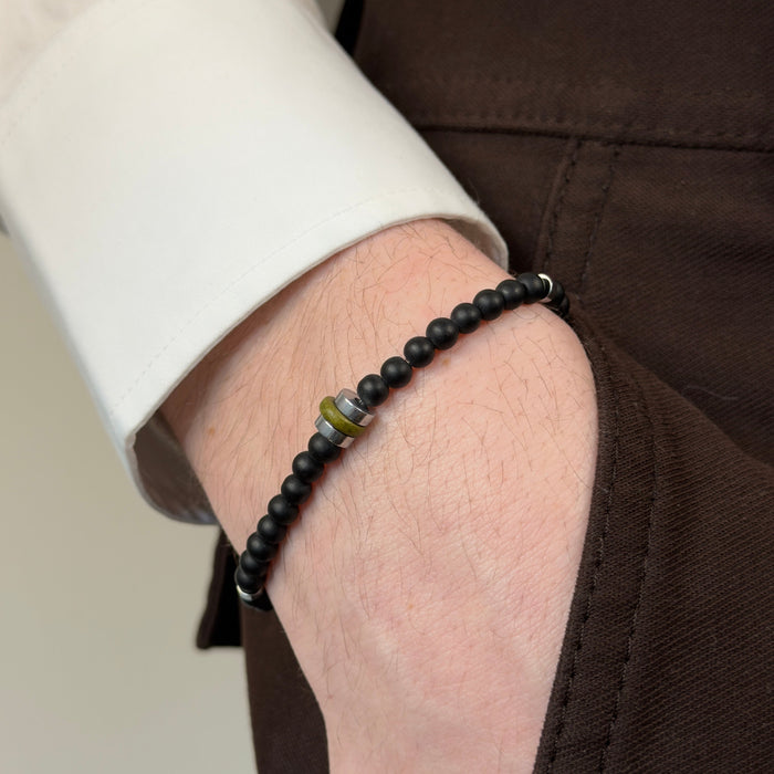 Bracelet argenté Alexandre-pierre céramique grecque et élastique