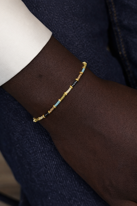Bracelet doré Hikari-perles Miyuki et élastique