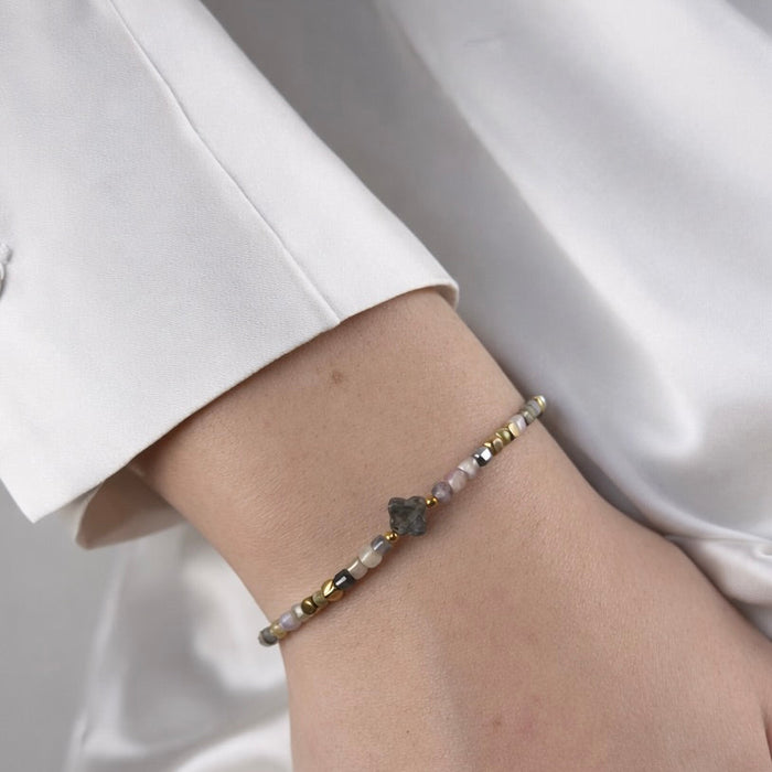 Bracelet doré Chance-pierres semi-précieuses et élastique
