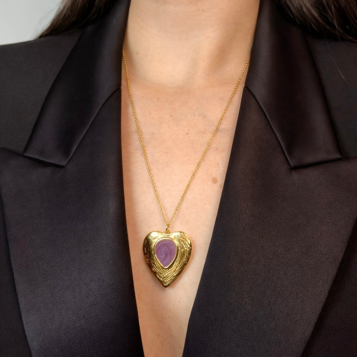 Chaine dorée Alice-pendentif cœur et fermoir magnétique