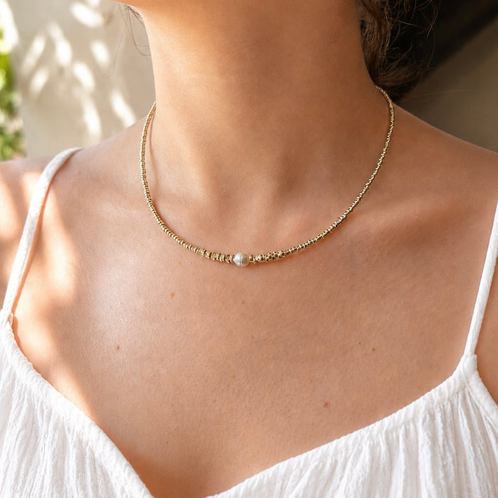 Collier argenté Eléonore-perle d'eau douce et fermoir magnétique