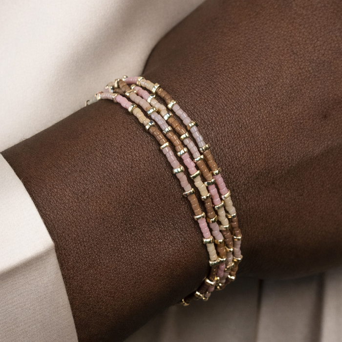 Bracelet argenté Hikari-perles Miyuki et élastique