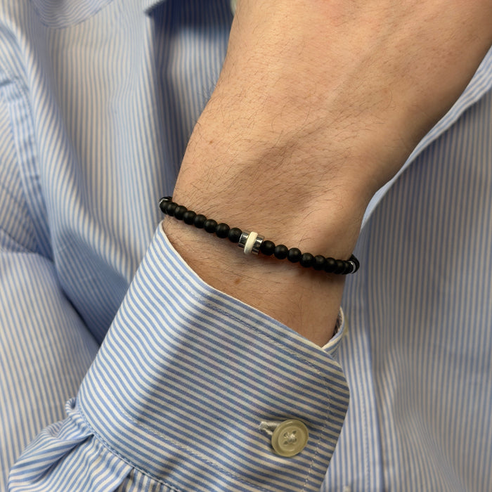 Bracelet argenté Alexandre-pierre céramique grecque et élastique