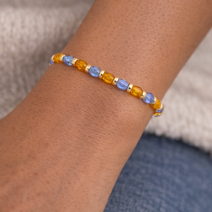 Bracelet doré Yumiko-perles de bohème facettées et élastique