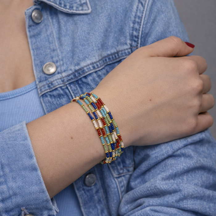 Bracelet doré Hikari-perles Miyuki et élastique