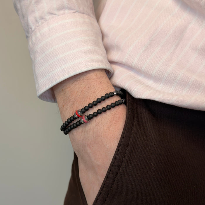 Bracelet argenté Alexandre-pierre céramique grecque et élastique