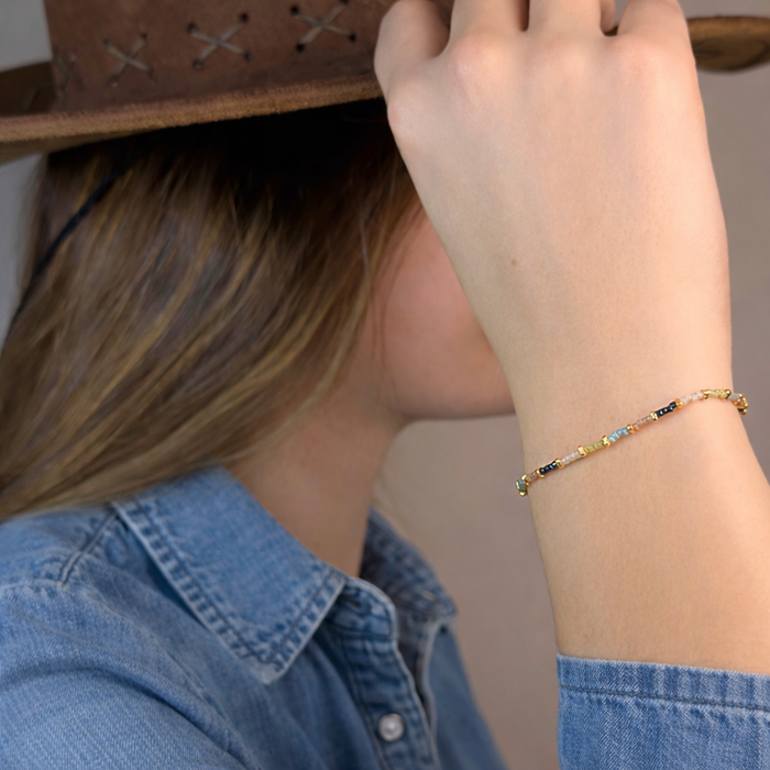 Bracelet doré Hikari-perles Miyuki et élastique