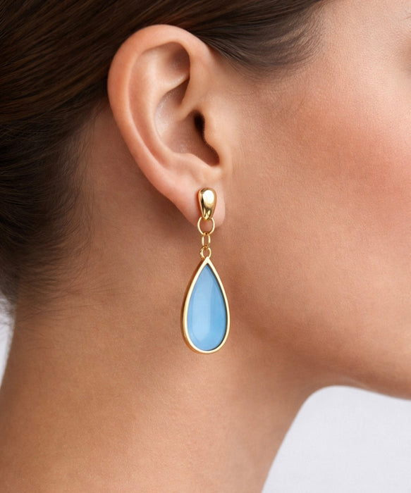 Boucles d'oreilles dorées Marie-vitrail coloré et clous or fin