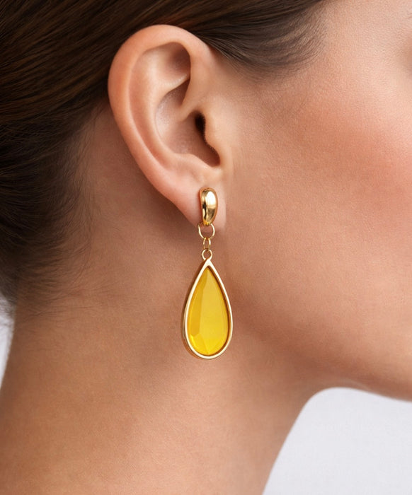 Boucles d'oreilles dorées Marie-vitrail coloré et clous or fin
