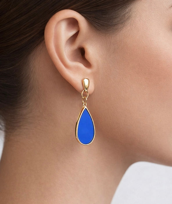 Boucles d'oreilles dorées Marie-vitrail coloré et clous or fin