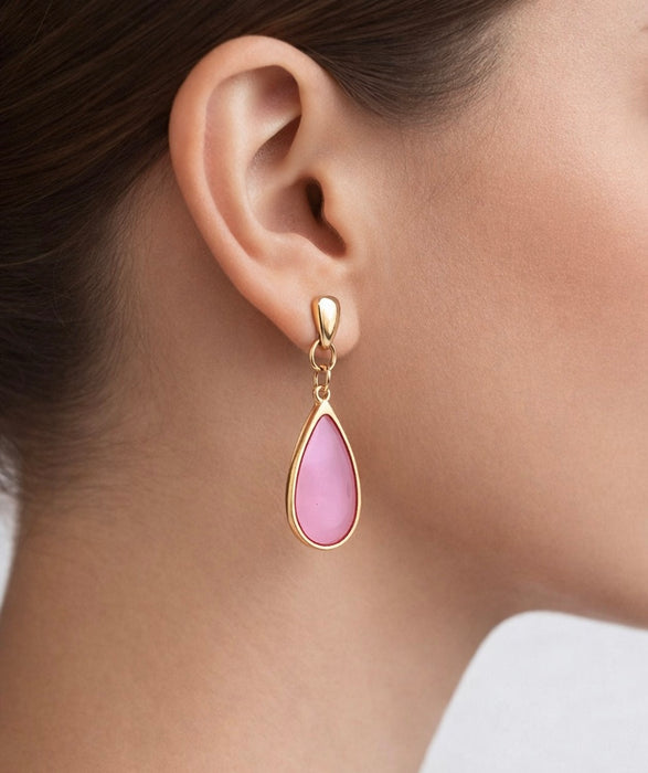 Boucles d'oreilles dorées Marie-vitrail coloré et clous or fin