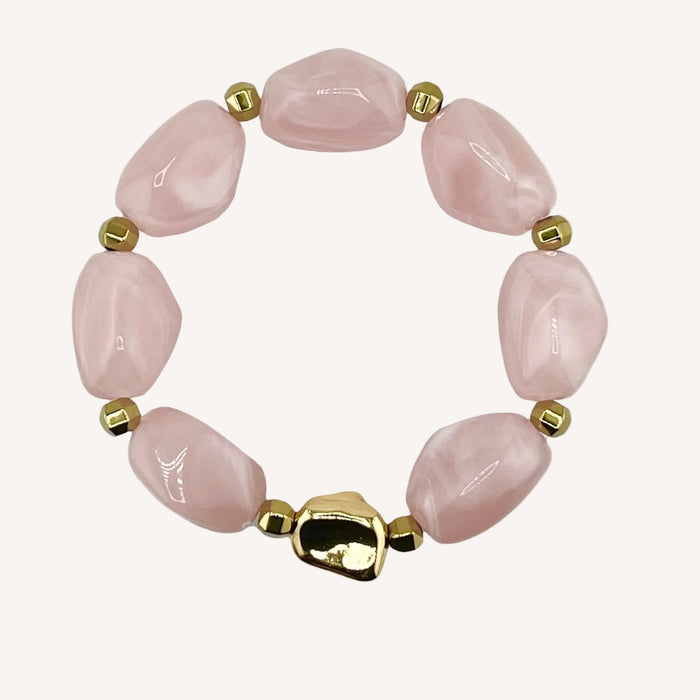 Bracelet doré Daisy-perles acrylique marbrées et élastique
