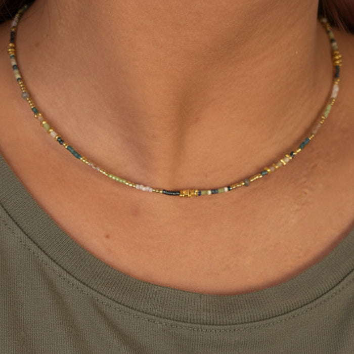 Collier doré Naoki-perles Miyuki et fermoir magnétique